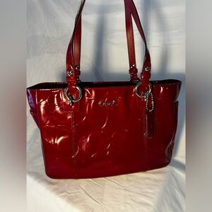 COACH Red Patent Leather Tote Bag